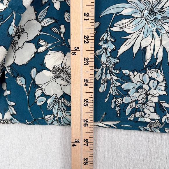 WEEKEND MAX MARA Adda Silk Top XS Floral Print Teal White Long Sleeve Blouse - Picture 15 of 15